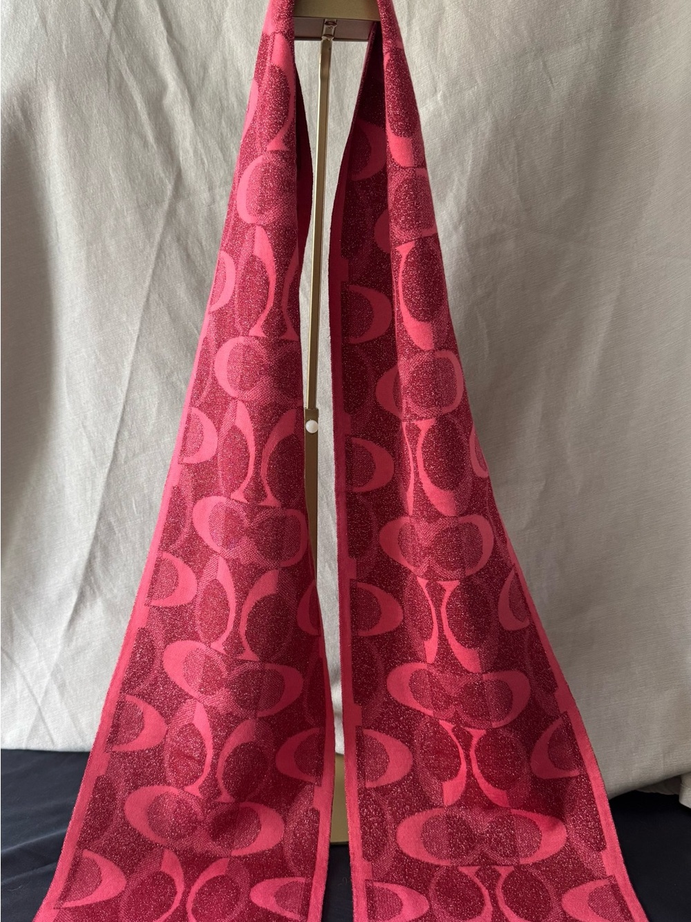 Coach Red Signature Jacquard Scarf